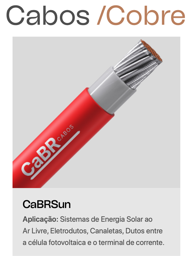 Cabo Fotovoltaico Solar 6mm CABR VERMELHO Bobina 500 Metros