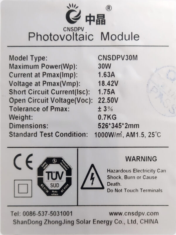 Módulo / painel / placa Solar Fotovoltaica 30w Flexível Monocristalino