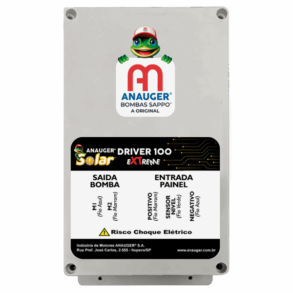 Kit Bomba Solar Anauger P100 - até 8600l/dia máx 40m altura + Painel Solar + MC4 para Poço