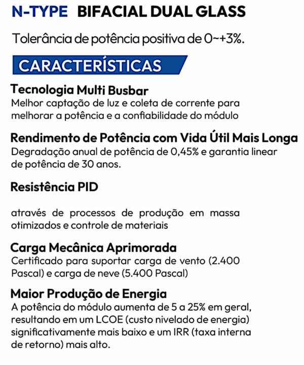 Painel Solar Fotovoltaica TSUN 605w Monocristalino BIFACIAL N-Type 22,4% eficiência moldura preta