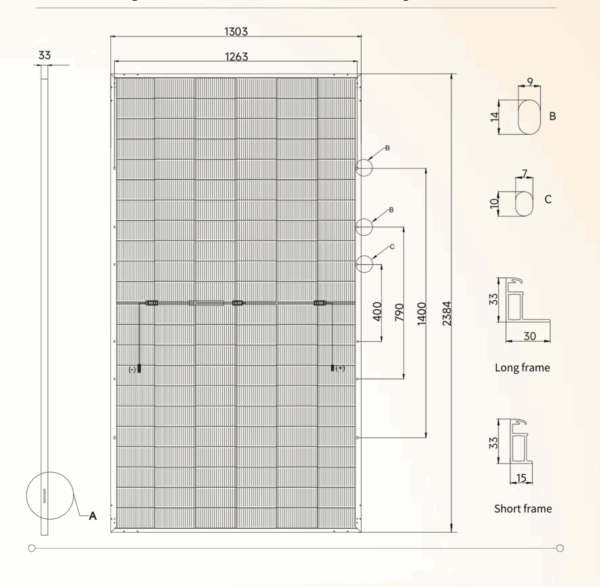 RenePV 700w dimensões Painel Solar Fotovoltaica RENEPV 700w Bifacial Monocristalino HJT 22,50% eficiência